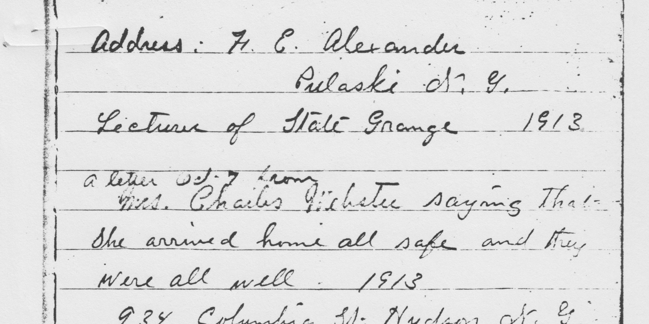 From sheet 1 of Ida Goodrich's diary